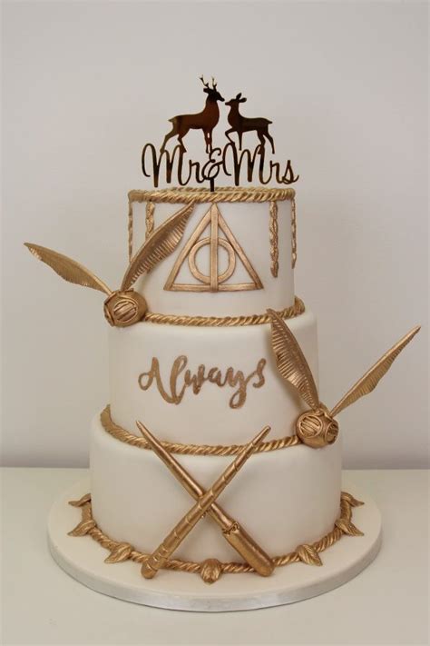 Gold Harry Potter Wedding Cake No.W336 - Creative Cakes