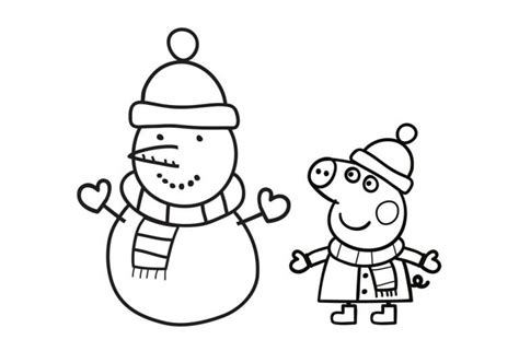 Peppa George pig snowman coloring page – Coloring pages