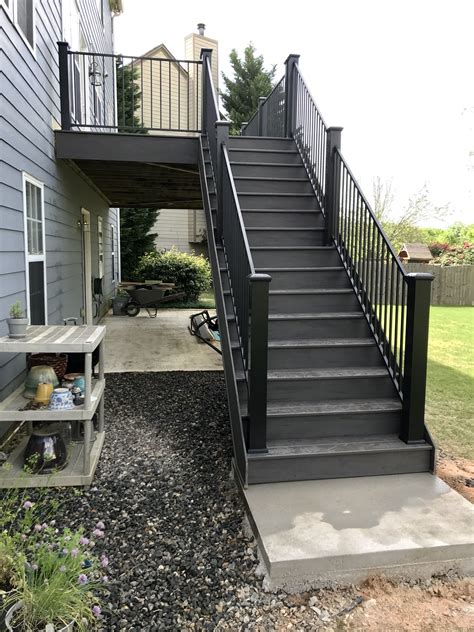 DIY Timbertech Legacy composite stairs. Espresso color. | Deck remodel, House deck, Deck design