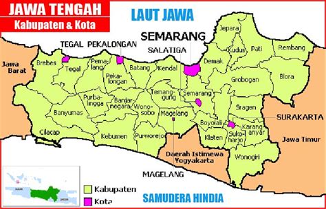 Peta Jawa Tengah HD lengkap dengan daftar 35 kabupaten dan kota