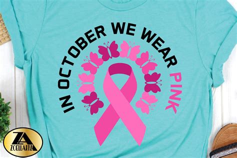 In October-We Wear Pink SVG Awareness Ribbon SVG PNG EPS DXF (919684) | Illustrations | Design ...