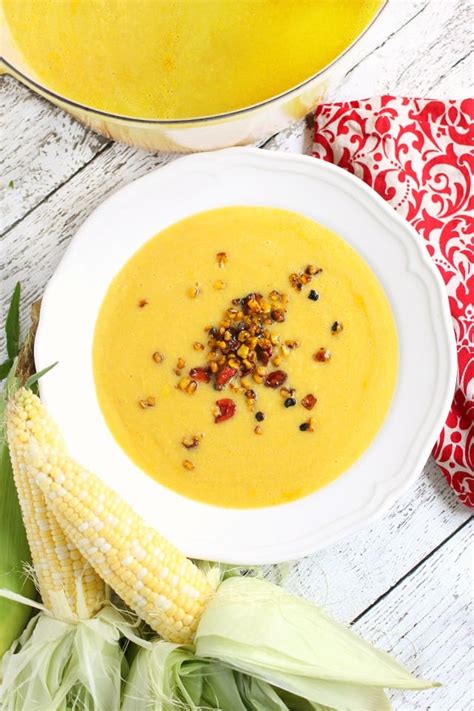 Creamy Sweet Corn Soup with Roasted Corn and Tomato Relish - Mama Loves Food