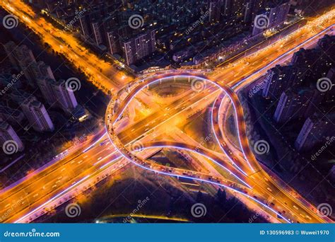 Night View of City Overpass Stock Image - Image of jiangbei, evening ...