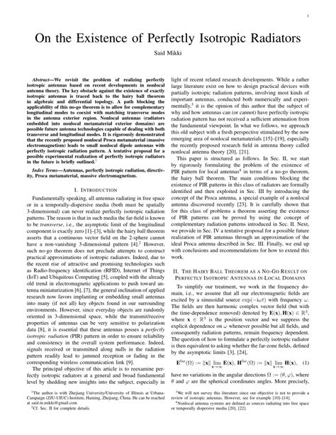 (PDF) On the Existence of Perfectly Isotropic Radiators