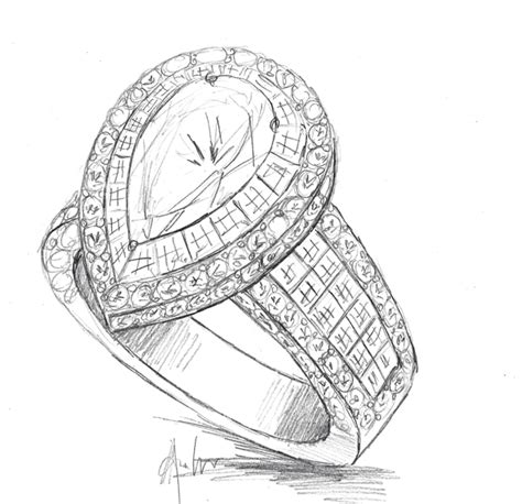 Free Hand Drawing Design of Custom Engagement Ring