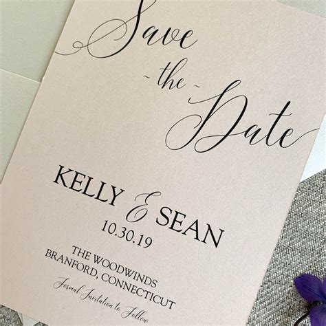 Simple Save The Date. Script Wedding Font. Coral Save The | Etsy