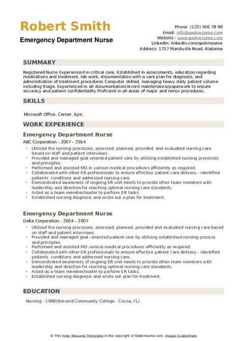 Emergency Room Nurse Resume Template