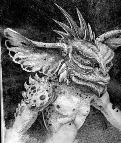 Gremlin drawing from Gremlins series - scary eyes : r/alternativeart