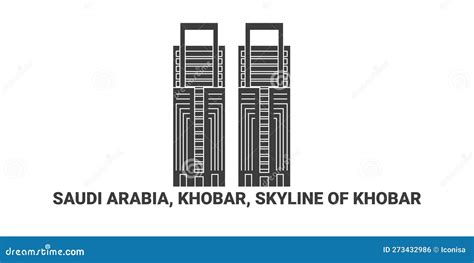 Saudi Arabia, Khobar, Skyline of Khobar, Travel Landmark Vector ...