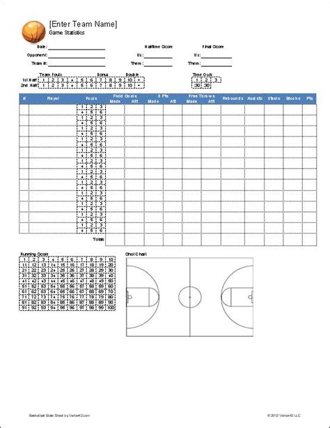 Basketball Stat Sheet - FREE DOWNLOAD