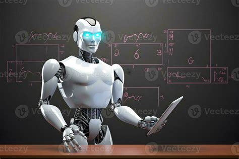 Teaching robot in the classroom. AI teacher concept. AI generated ...