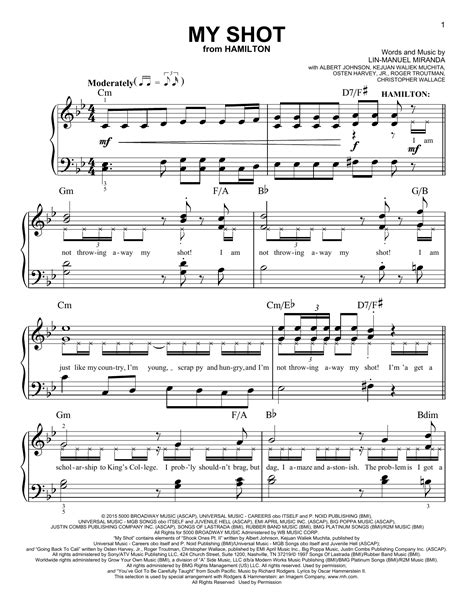 My Shot (from 'Hamilton') sheet music by Lin-Manuel Miranda (Easy Piano – 171487)