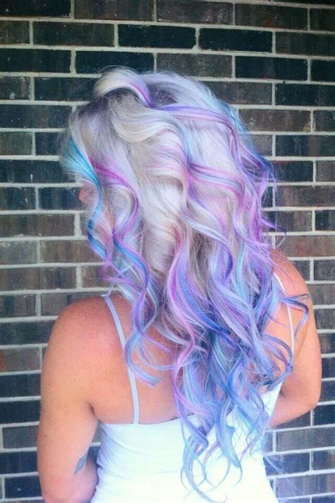 White, blue, pink and purple hair. Absolutely love. | Blonde hair with highlights, Purple hair ...