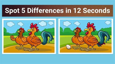 Spot The Difference: Can you spot 5 differences between the two pictures in 12 seconds?