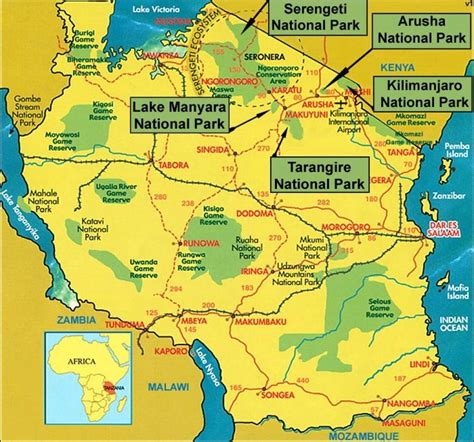 Map of Tanzania - Tanzania Parks Adventure