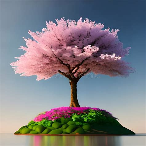 Beautiful Drawing of a Pink Tree, Like Sakura! Stock Illustration - Illustration of lilac, tree ...