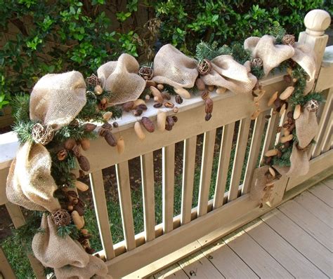 Rustic Winter Garland Burlap Garland Pine and Nut by LuxeWreaths