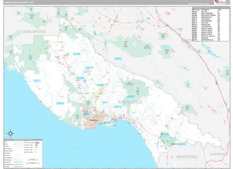 Santa Cruz County Wall Map - Premium - MarketMAPS