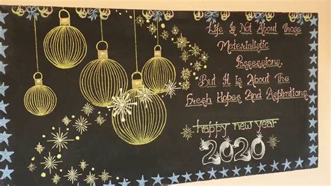 Beautiful blackboard decoration with chalk, blackboard decoration idea for New year, blackboard ...