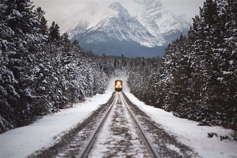 Train Moving Through A Snow Covered Mountain Forest 5k Retina Ultra Fondo de pantalla HD | Fondo ...