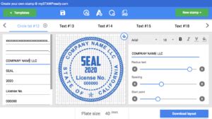 Free electronic stamp maker online with saving a rubber stamp layout