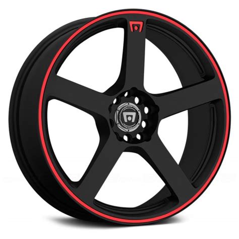 MOTEGI RACING® MR116 Wheels - Matte Black with Red Stripe Rims