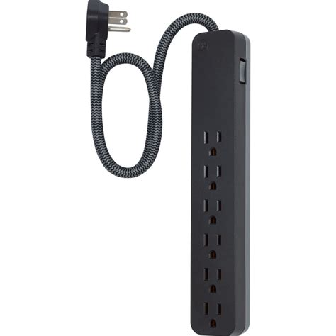 GE Pro Grounded 6-Outlet Surge Protector with 2 ft. Braided Extension ...