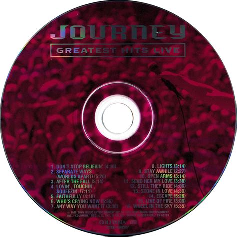 Carátula Cd de Journey - Greatest Hits Live - Portada