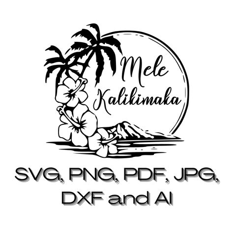 Mele Kalikimaka Floral Beach Scene Svg Dxf Instant Digital Download Png Ai Jpg Pdf Silhouette ...