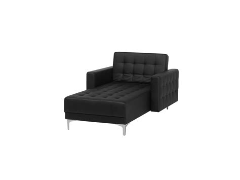 Faux Leather Chaise Lounge Black ABERDEEN | Beliani.co.uk