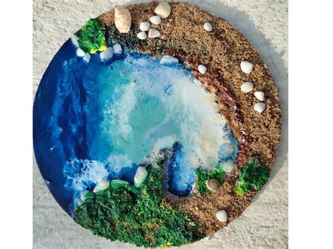 Ocean and Cave Art | Resin Art | By Khushi Sahani | Exotic India Art