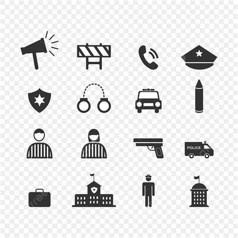 Police Crime Scene Vector Art PNG, Police And Crime Icon Set Collection Template, Police Icons ...