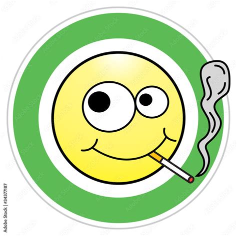 Smoking area sign. Funny smiley, vector illustration. Stock Vector ...