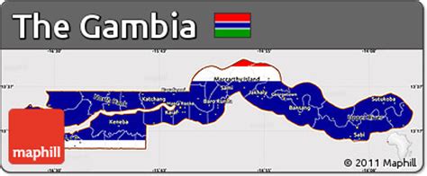 Free Flag Simple Map of the Gambia, flag centered