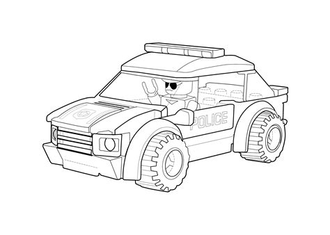 Police car coloring page Lego, printable free. Lego coloring page Race Car Coloring Pages ...