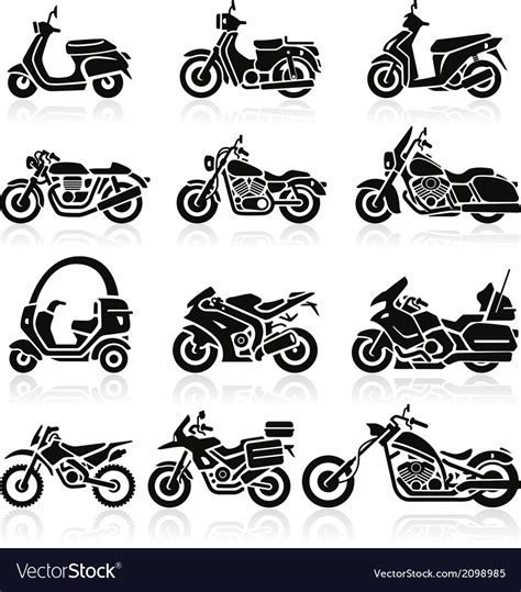 Motorcycle icons set Royalty Free Vector Image