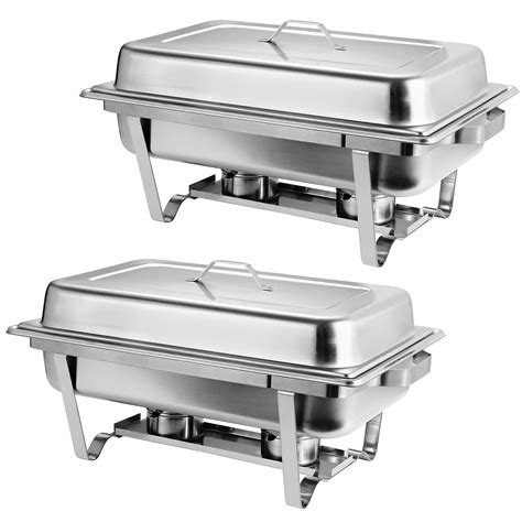 Stainless Steel Chafing Dish Full Size Chafer Dish Set 2 Pack of 8 Quart For Catering Buffet ...