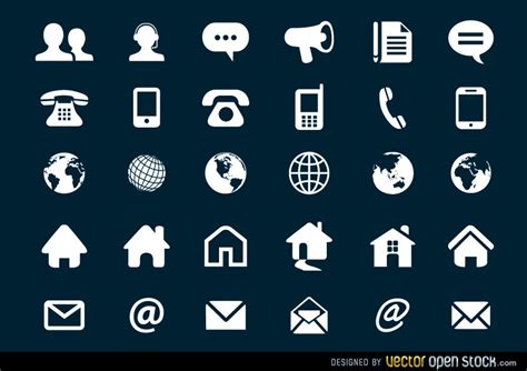 Contact Flat Icons Set Vector Download