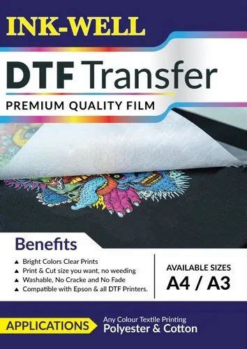 INK-WELL Plain DTF Transfer Sheet For Packaging, Thickness: 75 Micron ...