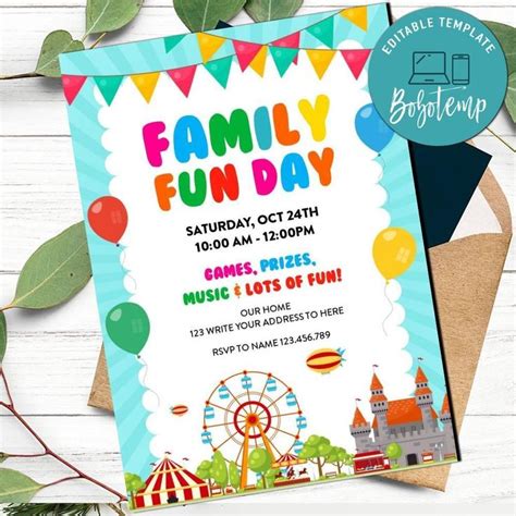 Family fun day Invitation Customizable Template | Bobotemp | Family fun day, Party invite ...