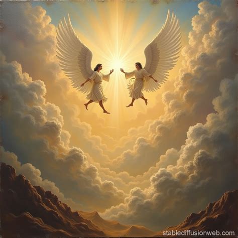 Angels in Heaven Oil Painting | Stable Diffusion Online