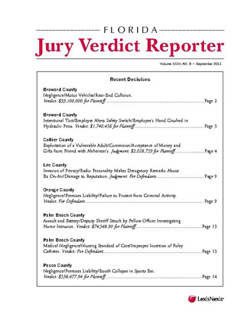 Florida Jury Verdict Reporter | LexisNexis Store