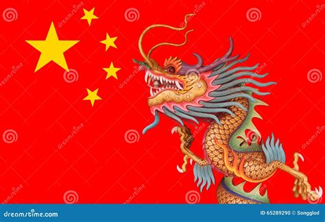 Dragon On China Flag Background Stock Photography | CartoonDealer.com ...