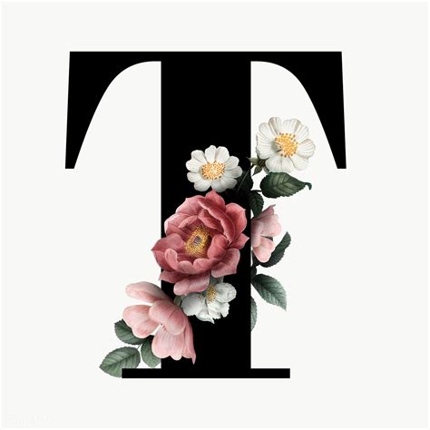 Floral Alphabet Font Letter T