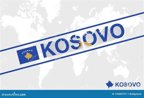 Kosovo Map Flag and Text Illustration Stock Vector - Illustration of pristina, icon: 135003791