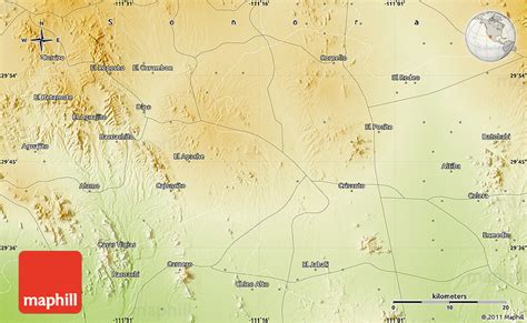 Physical Map of Puerto Peñasco