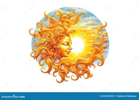 Sun Drawing with Clouds Isolated on White Background. Generated by AI ...