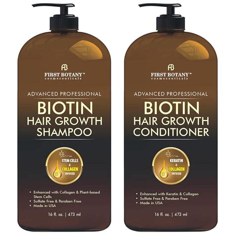 Biotin Hair Growth Shampoo Conditioner - An Anti Hair Loss Set Thicken ...