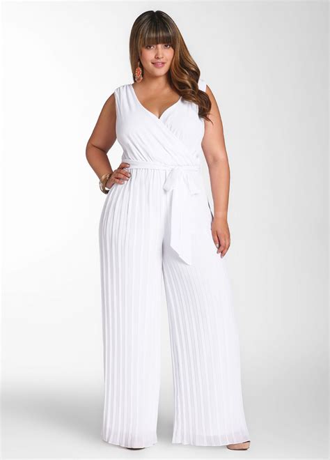 Plus Size White Jumpsuits For Evening - PLUS SIZE JUMPSUIT