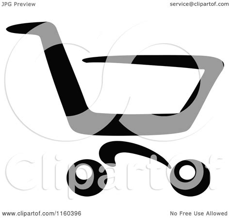 Clipart of a Black and White Shopping Cart Version 10 - Royalty Free ...